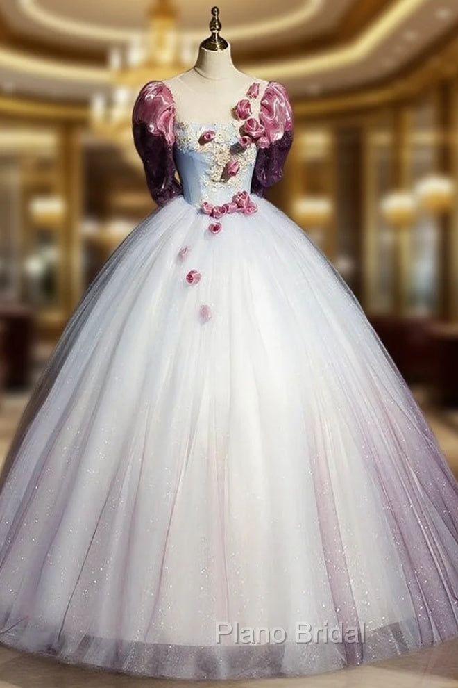 Gradient Purple Color Tulle Appliques Quinceanera Dresses Main image