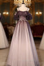 Gradient Sweethaert Beaded Tulle Long Party Dresses, Off Shoulder Gown