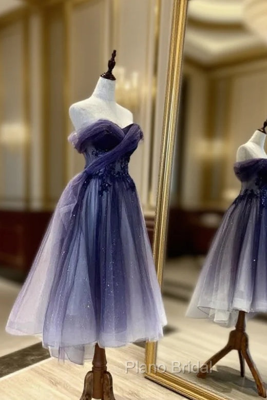 Gradient Tulle Sweetheart Knee Length Formal Prom Dresses, Cute Homecoming Dresses Main image