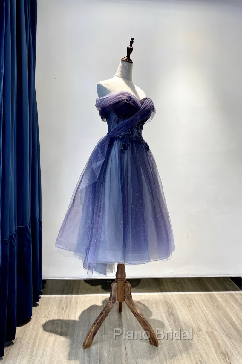 Gradient Tulle Sweetheart Knee Length Formal Prom Dresses, Cute Homecoming Dresses