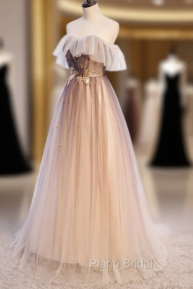 Gradient Tulle with Straps Sweetheart Party Dresses, A-line Tulle Evening Dresses Formal Prom Dresses Secondary image