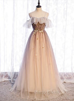Gradient Tulle with Straps Sweetheart Party Dresses, A-line Tulle Evening Dresses Formal Prom Dresses
