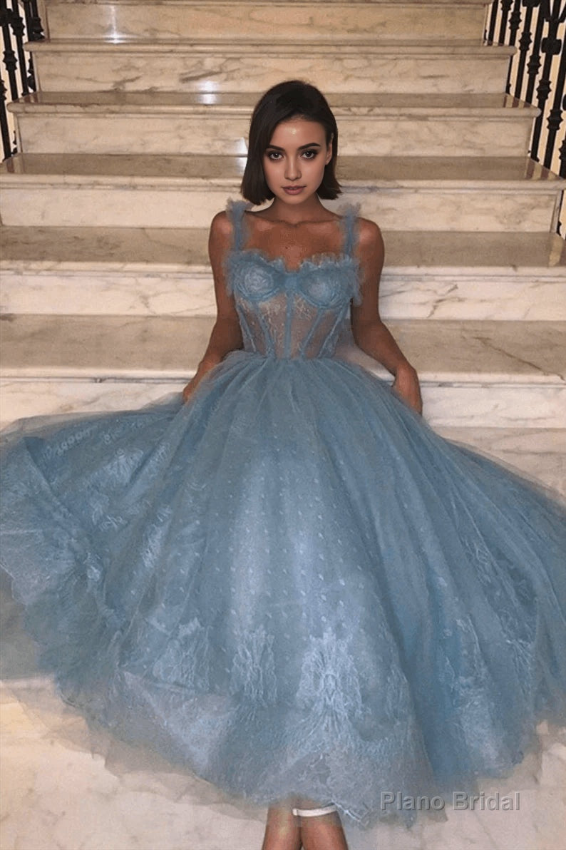 Gray Blue Tulle Lace Formal Dress Prom Dress Tulle Lace Evening Dress Main image