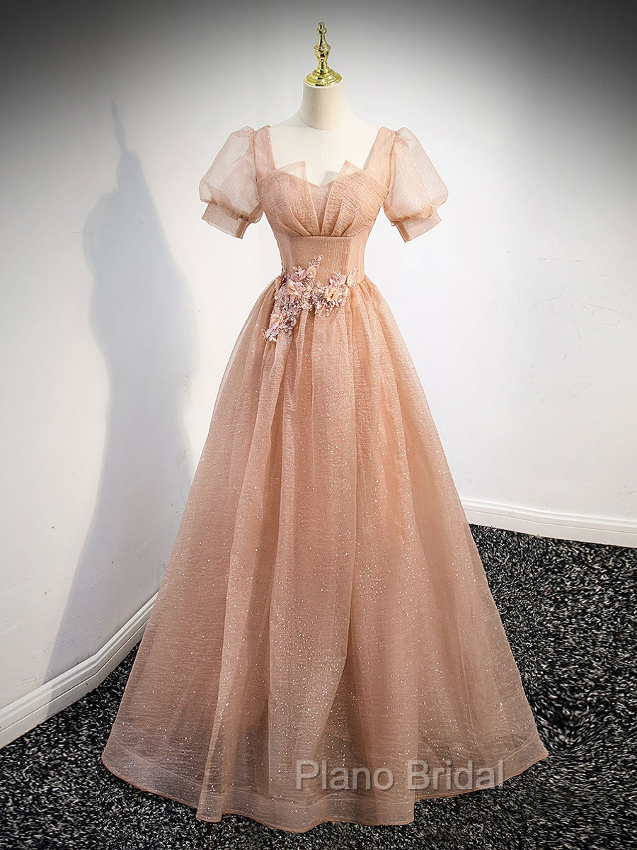 Gray Blue Tulle Long Formal Prom Dresses, Gray Blue Tulle Formal Evening Dresses