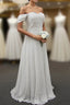 Gray Chiffon Off the Shoulder Bridesmaid Dresses
