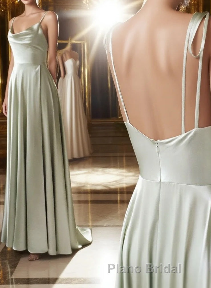 Gray green long Formal Prom dress, Gray green bridesmaid dress