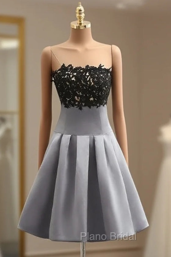 Gray Homecoming Dresses A-line Strapless Knee Length Main image