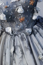 Gray Lace Strapless Short Formal Prom Dresses, A-Line Sweetheart Neckline Party Dresses