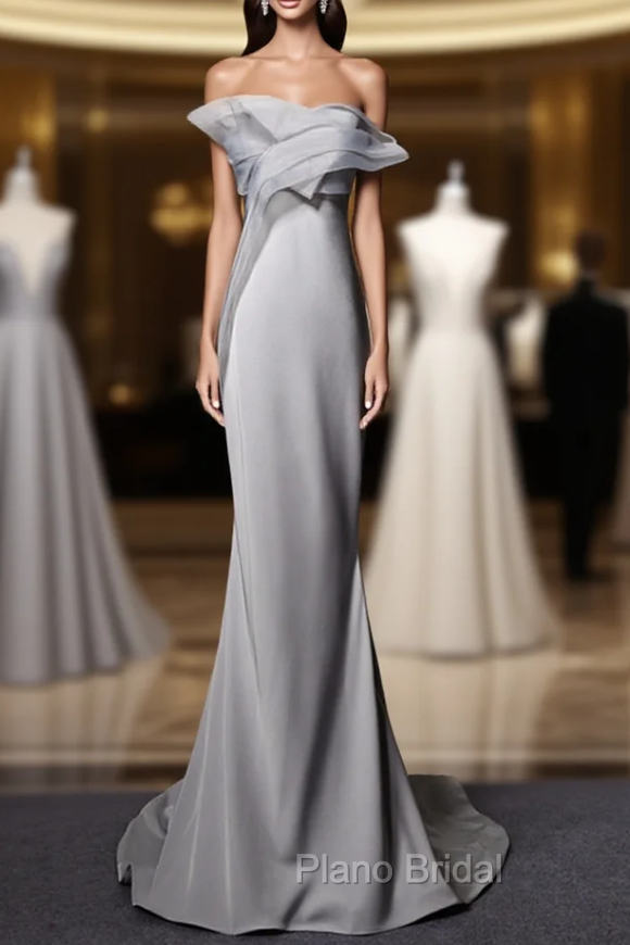 Gray Mermaid Strapless Formal Prom Dresses