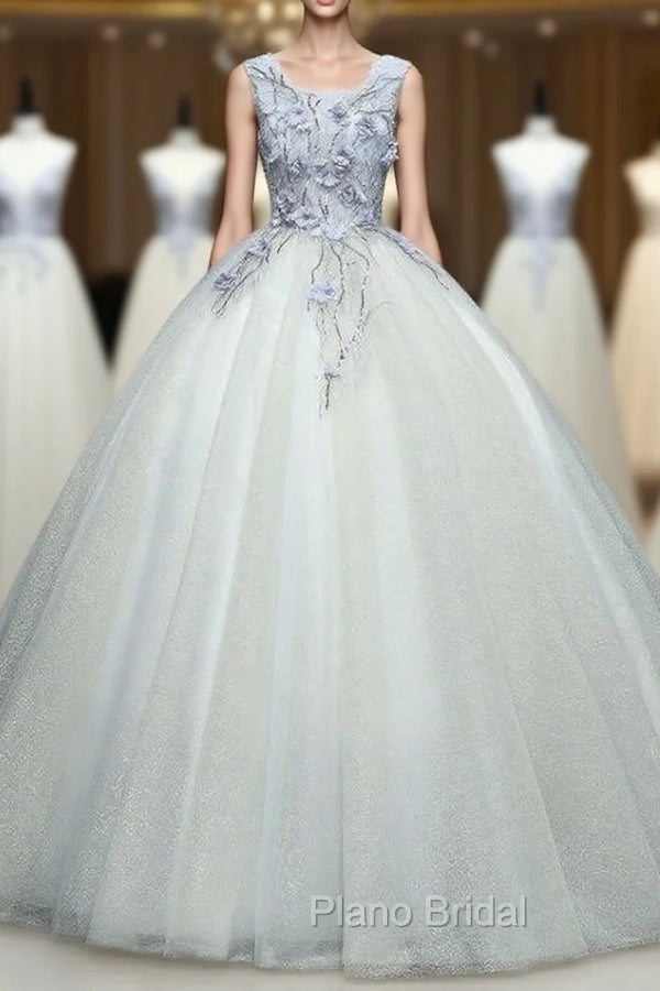 Gray Tulle Appliques Sequins Quinceanera Dresses