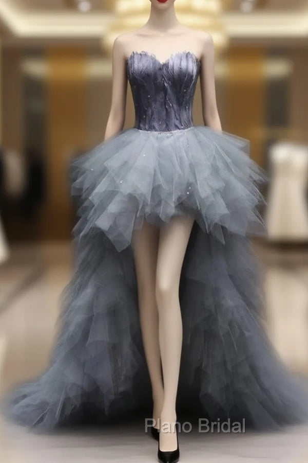 Gray Tulle  Sweetheart Formal Prom Dresses