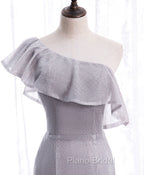 Gray Tulle Mermaid Long Formal Prom Dresses Gray Tulle Formal Dresses