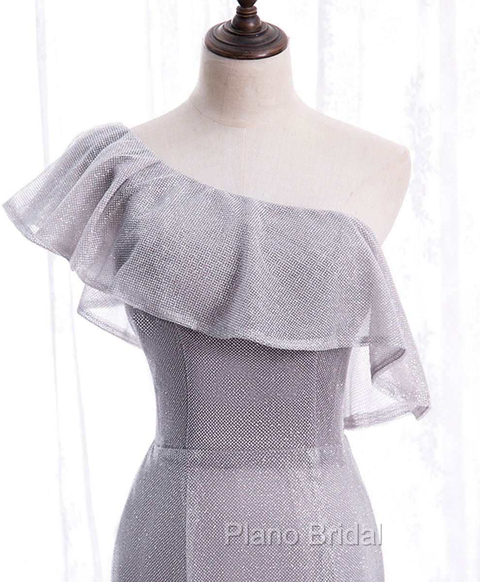 Gray Tulle Mermaid Long Formal Prom Dresses Gray Tulle Formal Dresses