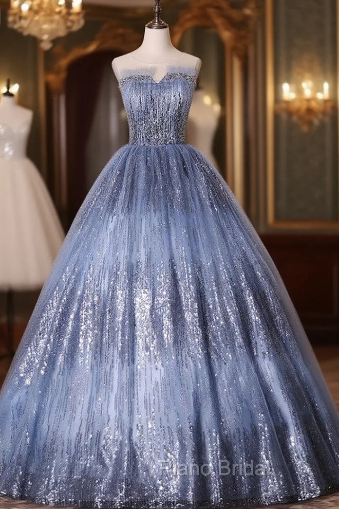 Gray Tulle Satin Embroidery Quinceanera Dresses