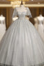 Gray Tulle Sequins Beading Quinceanera Dresses