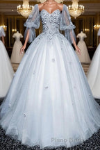 Gray v neck tulle lace long Formal Prom dress, gray tulle lace evening dress