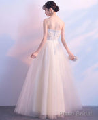 Champagne Lace Tulle Long Prom Dress Champagne Evening Dress 1