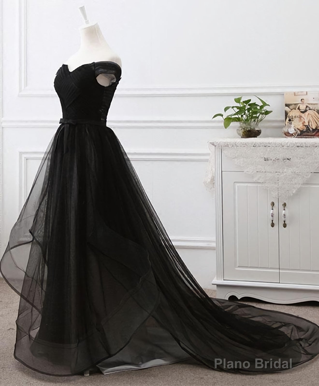 Black Tulle Long Prom Dress, Black Evening Gdress Secondary image