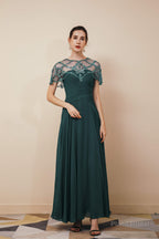 A Line Chiffon Beading Long Zipper Back Mother of the Bride Dresses