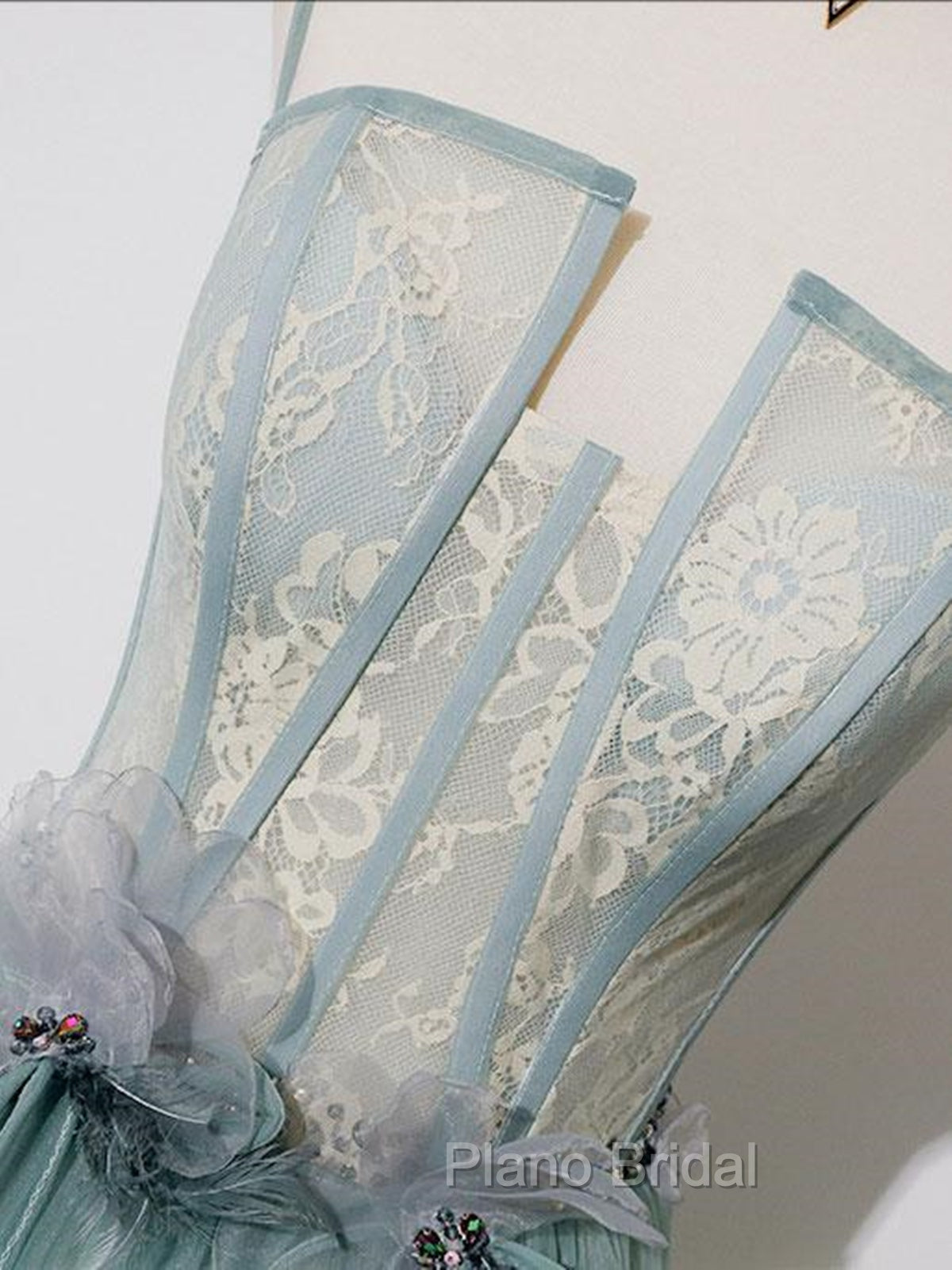 Green A Line Lace Long Formal Prom Dresses, A Line Green Lace Long Formal Evening Dresses