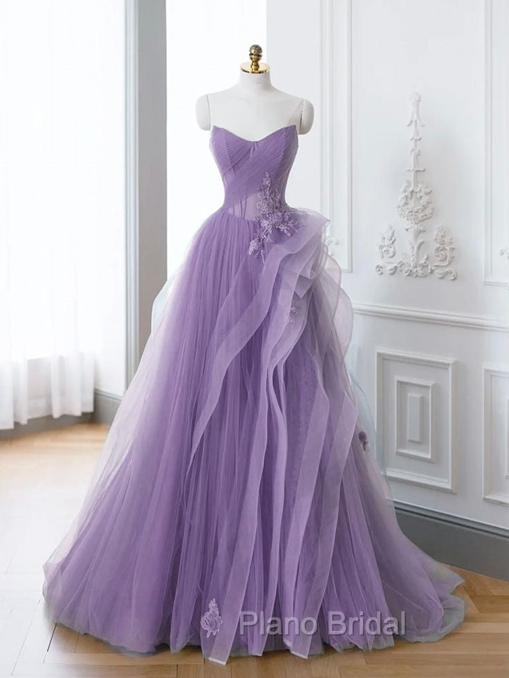 Green A-Line Long Formal Prom Dresses, Green Lace Long Evening Dresses