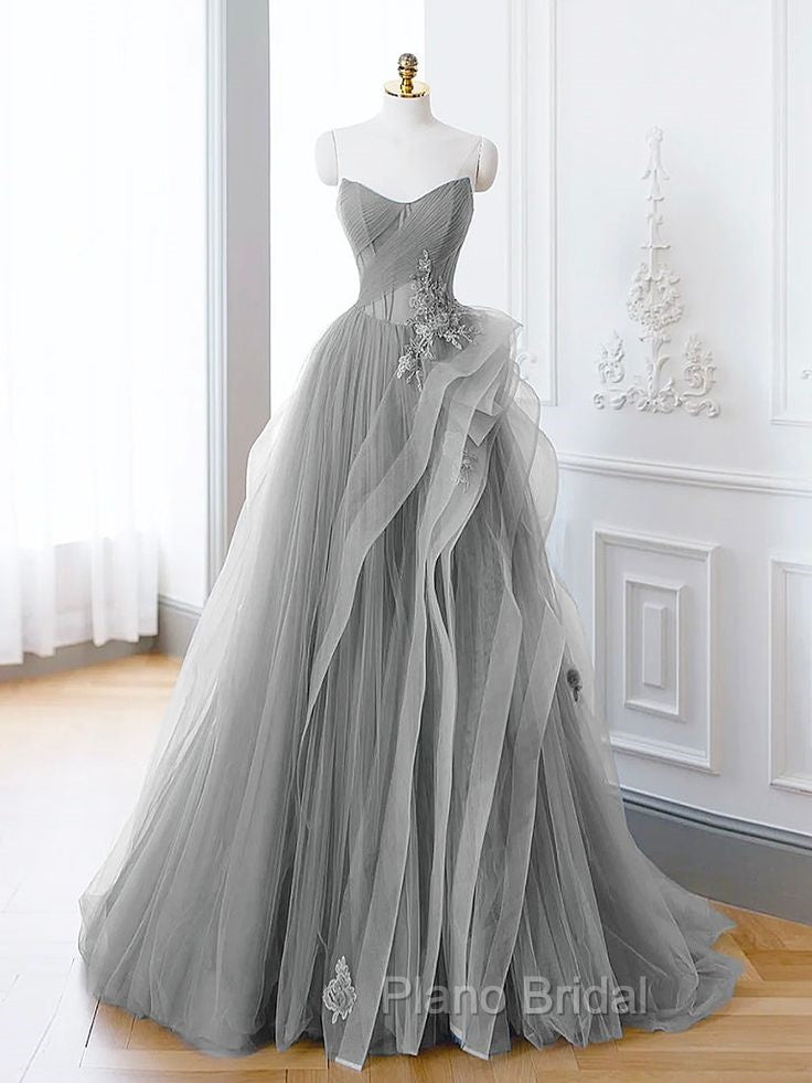 Green A-Line Long Formal Prom Dresses, Green Lace Long Evening Dresses
