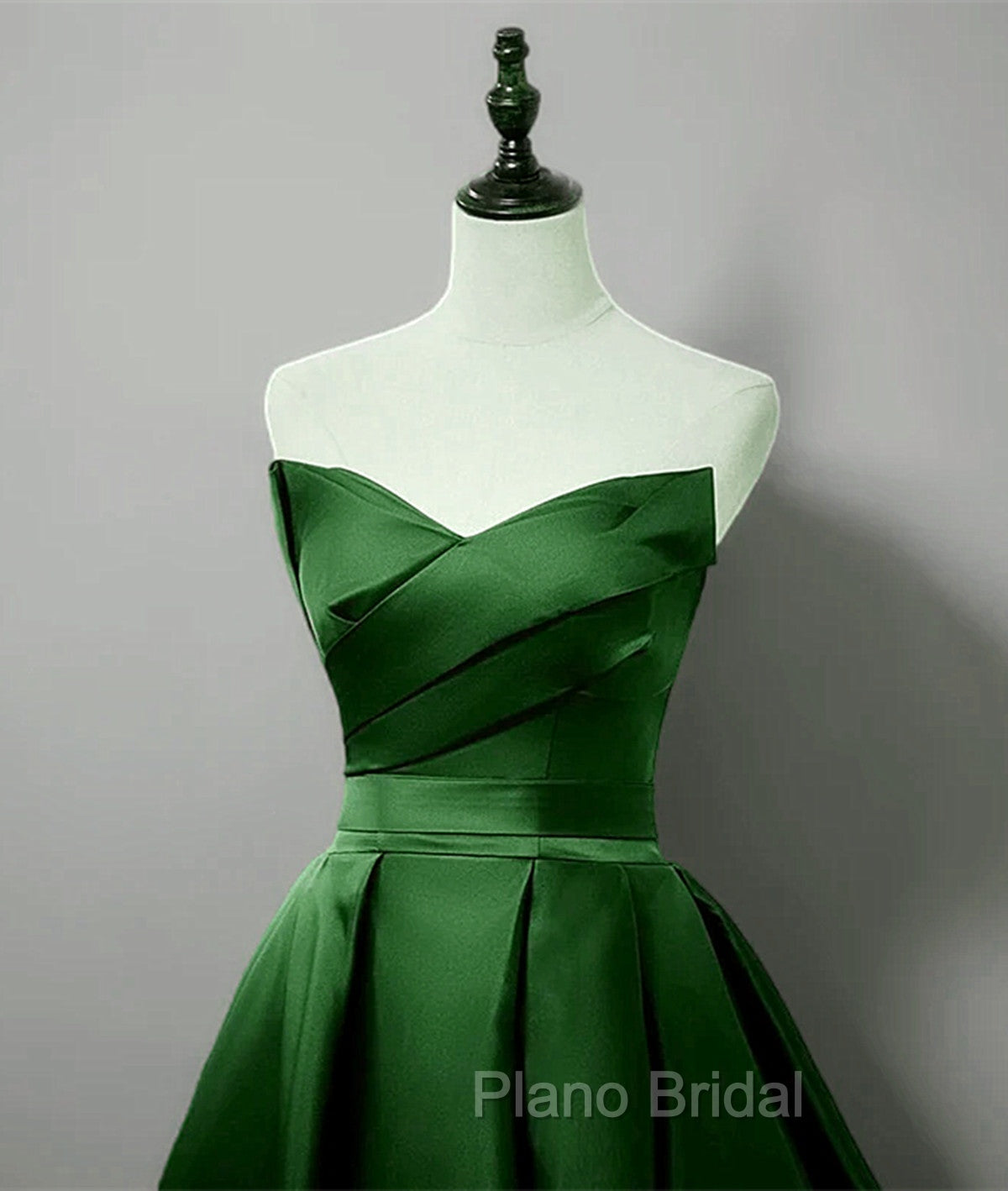 Green A-line Simple Satin Long Party Dresses, Green Satin Formal Prom Dresses Secondary image