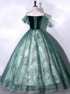 Green Ball Gown Tulle Off Shoulder Sweet 16 Dresses Green Evening Dresses Formal Prom Dresses shops