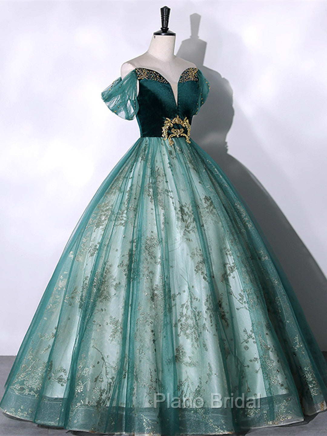 Green Ball Gown Tulle Off Shoulder Sweet 16 Dresses Green Evening Dresses Formal Prom Dresses shops