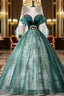 Green Ball Gown Tulle Off Shoulder Sweet 16 Dresses Green Evening Dresses Formal Prom Dresses shops