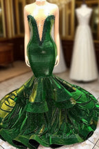 Green Gorgeous Ruffles Mermaid Formal Prom Dresses Chic Sweetheart Appliques Long Evening Dresses