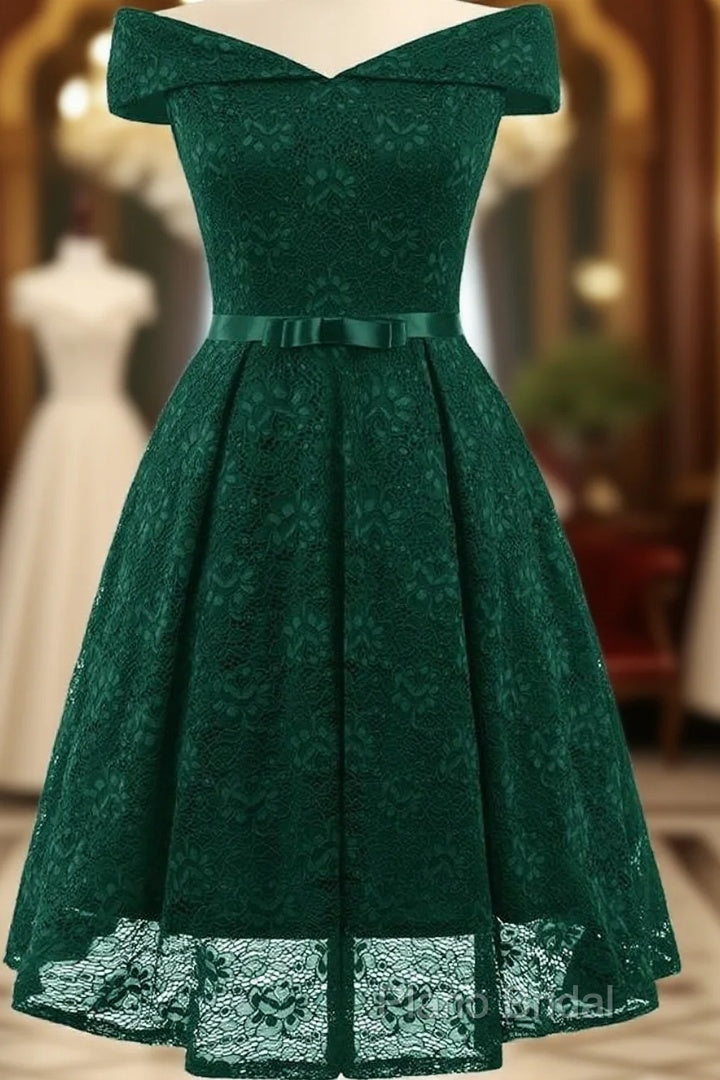 Green Homecoming Dresses Lace Graduation Dresses Sa587