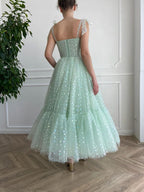 Green Shiny Sequins Midi Homecoming Dresses Party Dresses Formal Prom Dresses