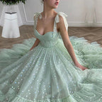 Green Shiny Sequins Midi Homecoming Dresses Party Dresses Formal Prom Dresses