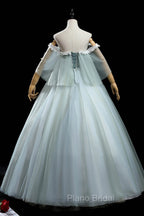 Green Lace Long A-Line Off the Shoulder Formal Prom Dresses, Evening Party Dresses