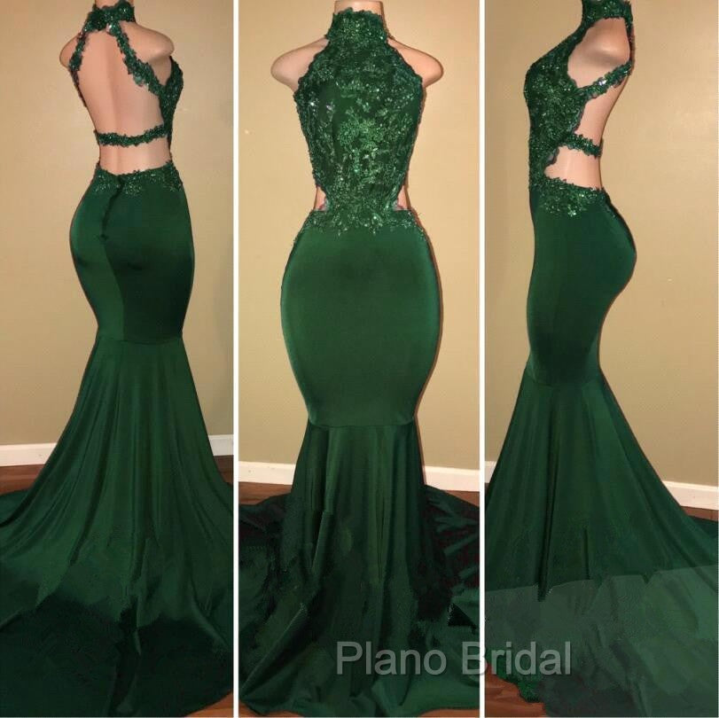Green lace mermaid Formal Prom Dresses, green evening Dresses