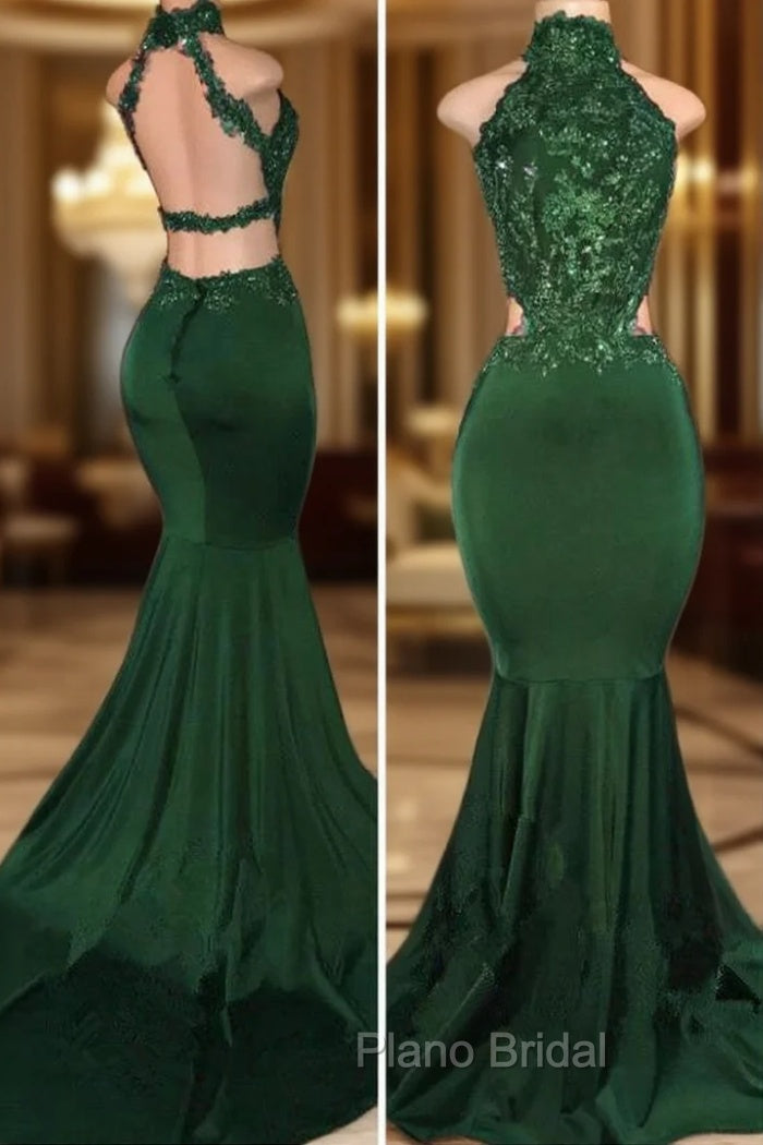 Green lace mermaid Formal Prom Dresses, green evening Dresses