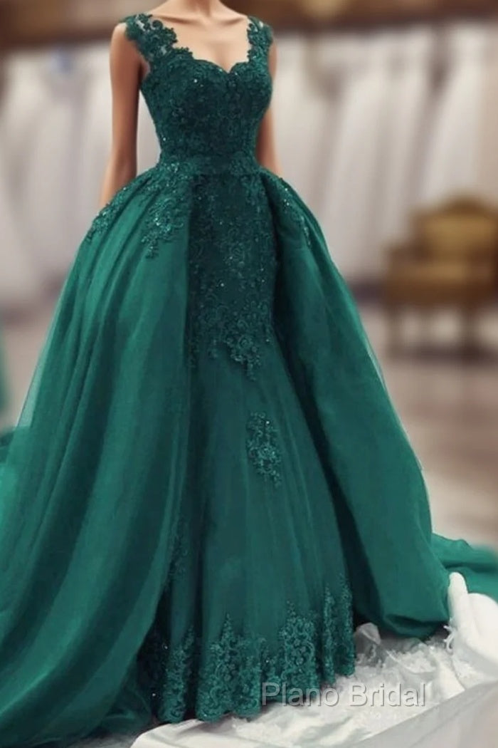Green Lace Mermaid Formal Prom Dresses Main image