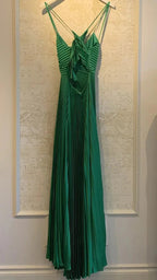 Green Long Pleated Formal Prom Formal Evening Dresses