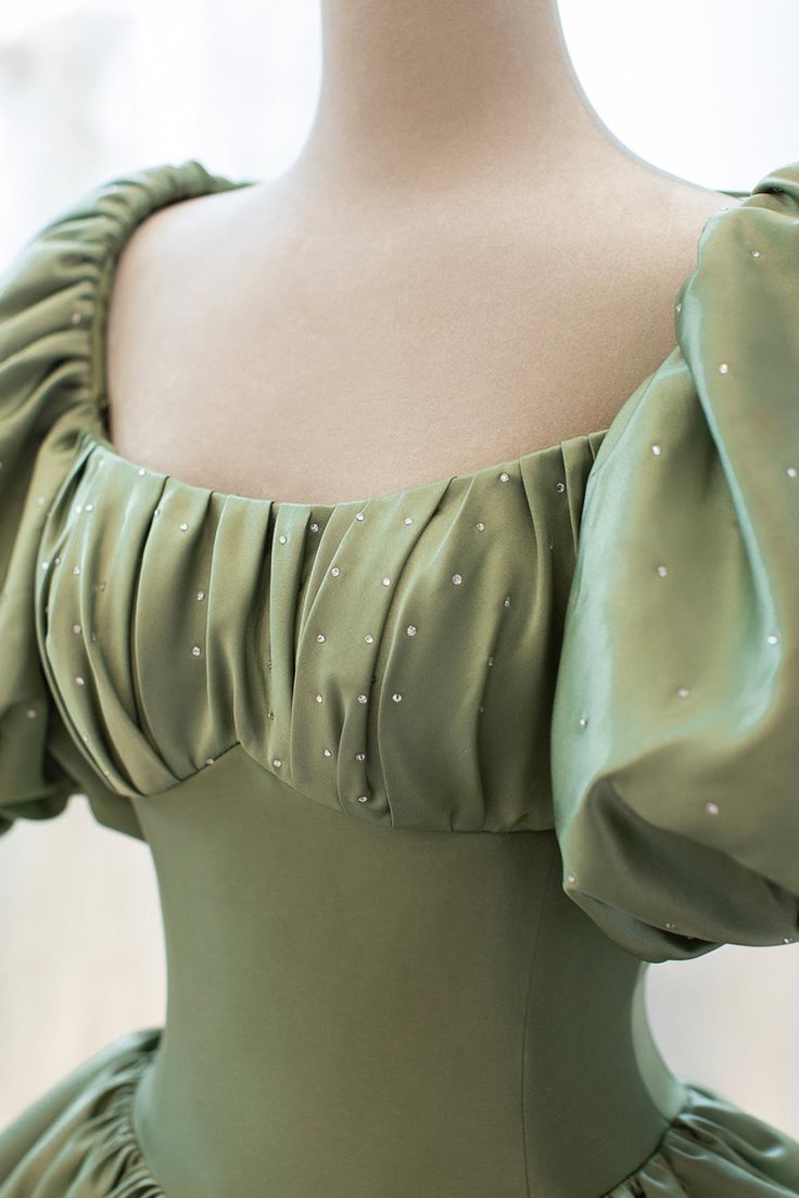 Green Sweet Elegant A-Line Long Satin Short Sleeves Formal Prom Dresses Formal Evening Dresses Birthday Dresses Graduation Dresses Secondary image