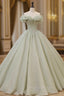 Green Long Formal Prom Dresses, Green Tulle Formal Sweet 16 Dresses with Beading
