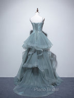 Green Long Formal Prom Dresses, Green Formal Graduation Dresses With Lace