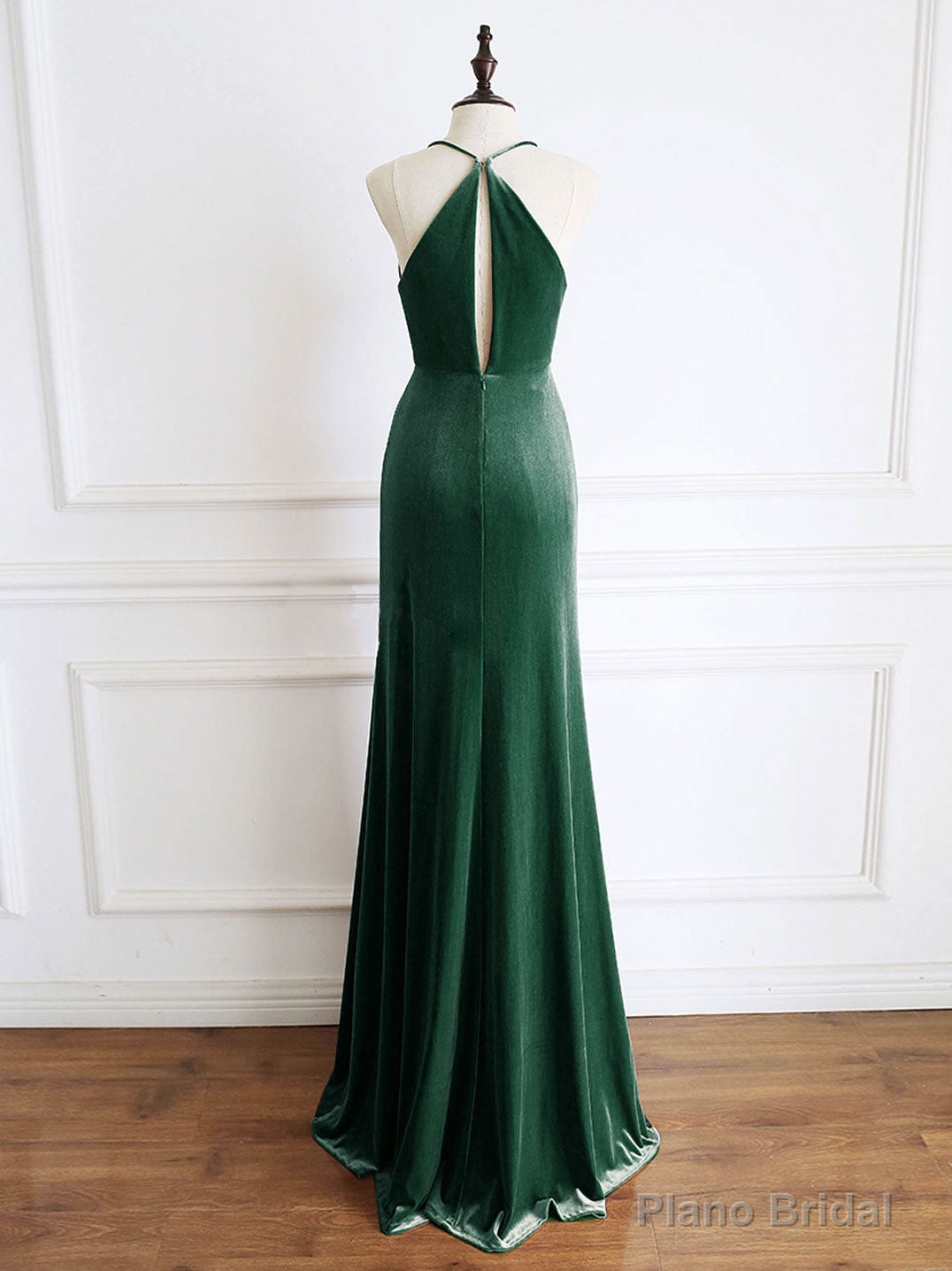 Green Mermaid Velvet Long Prom Dress, Green Formal Evening Dresses Secondary image