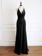Green Mermaid Velvet Long Prom Dress, Green Formal Evening Dresses