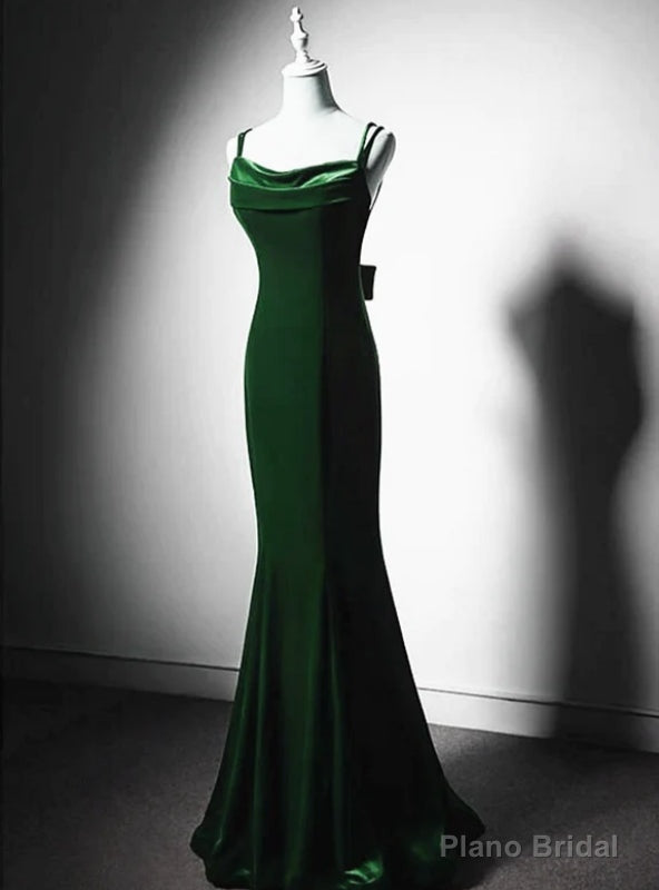 Green Mermaid Velvet Spaghetti Straps Prom Dress Main image