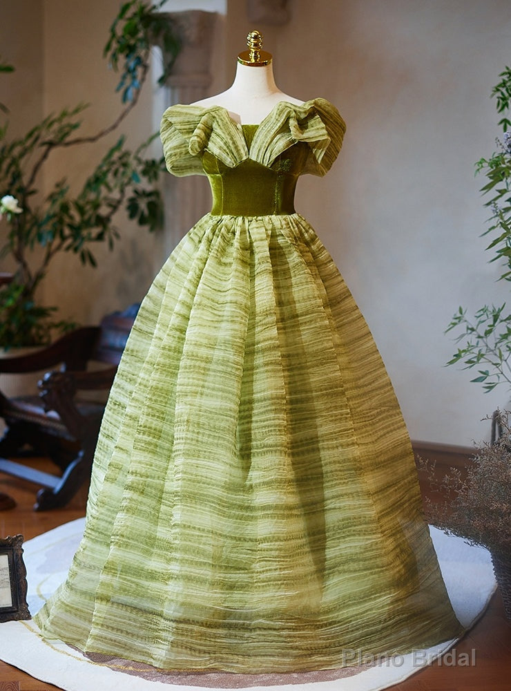 Green Off the Shoulder Velvet Prom Dress Main image