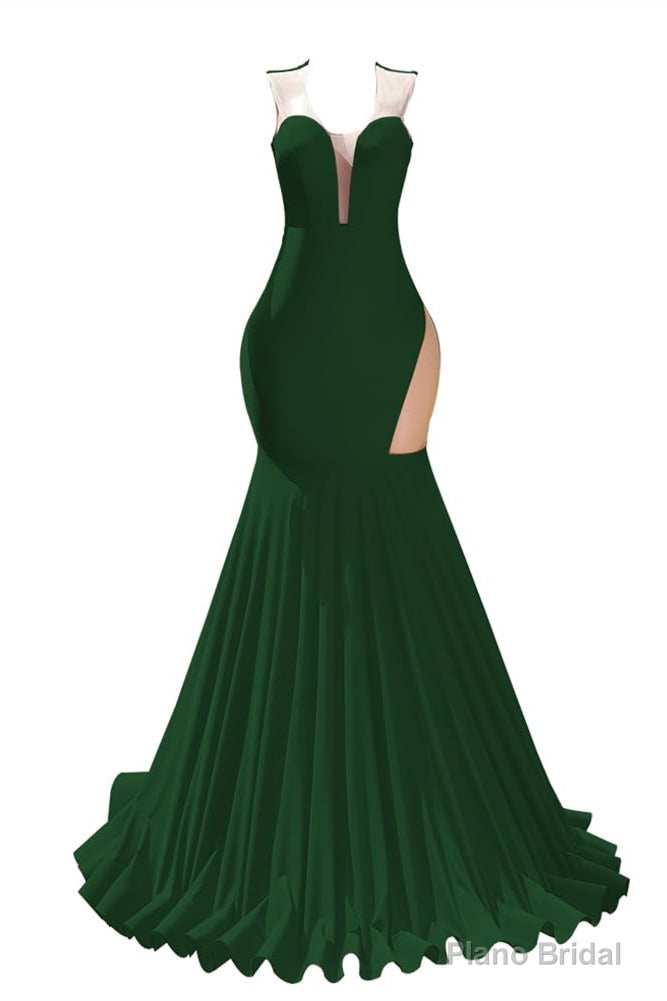 Green Prom Dresses Sexy Mermaid Women Evening Dress Sleeveless Open Back
