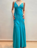Green Satin A Line Long Formal Prom Dresses Formal Party Dresses