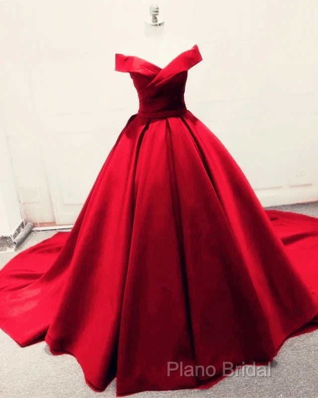 Green Satin Formal Prom Dresses Long Off The Shoulder Ball Gowns Quinceanera Dresses