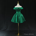 Green Satin Short Homecoming Dress Prom Dress, Green Party Dress Formal Dresses